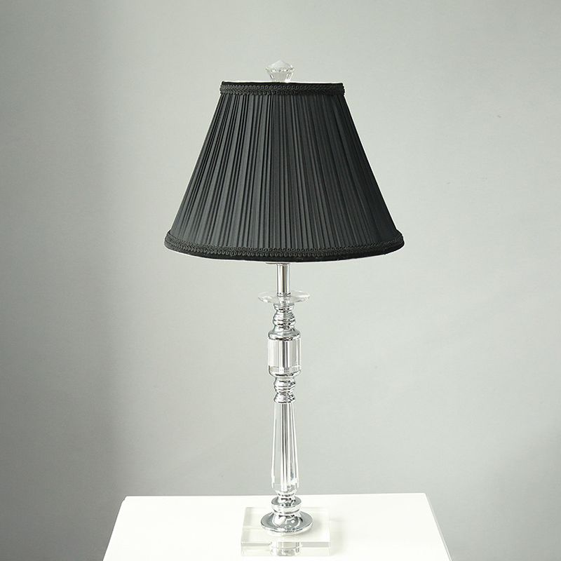 Lampada da comodino moderna a candelabro in vetro cristallo trasparente con 1 lampadina, lampada da comodino per camera da letto in nero