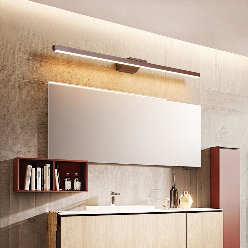 Straight Wall Sconce Lighting Simplicity Acrylic LED Bathroom Sconce Light Fixture in Coffee