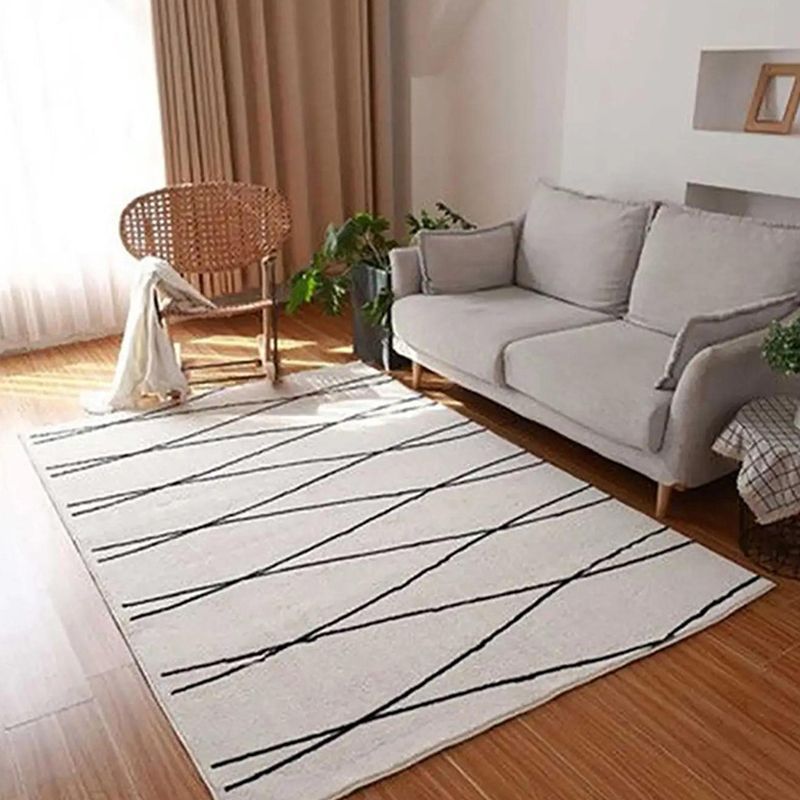Alfombra de la línea de poliéster moderno beige alfombra sin deslizamiento para decoración del hogar para decoración del hogar