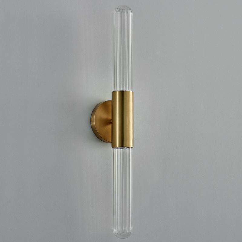 Linear Shape Metal Vanity Lamp Modern Style 2 Lights Vanity Light Fixture in Gold