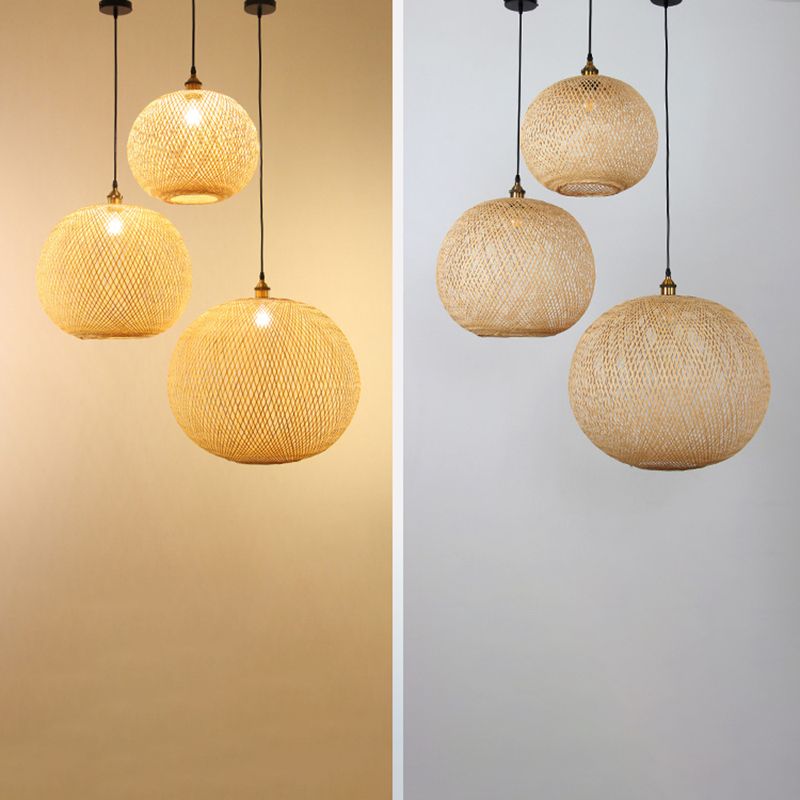 Bamboo Creative Hanging Light Modern Geométric Geometric Pendant Light for Dining Room Coffee Shop