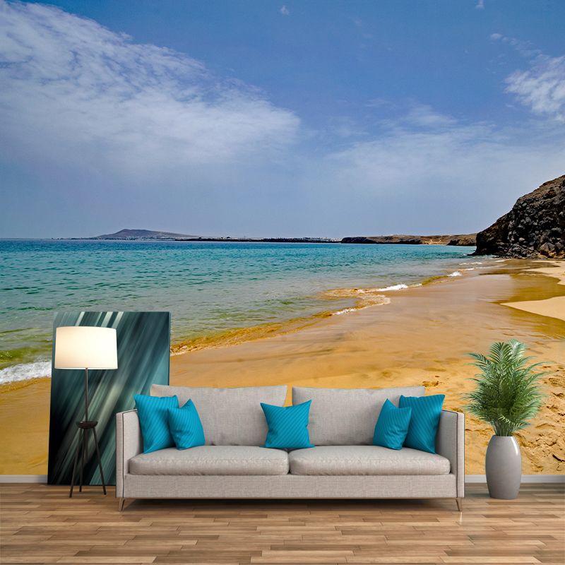 Beach View Mural Wallpaper for Sitting Room Water Resistant, Personalized Size Available