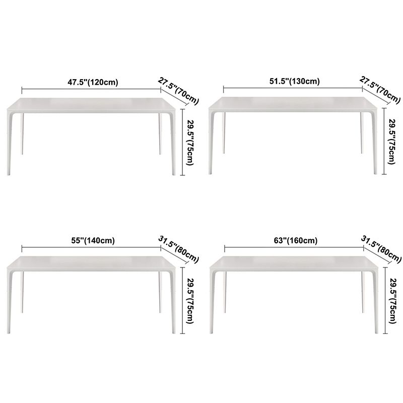 Modern White Sintered Stone Dining Table Rectangle Shape Standard Dining Table for Kitchen