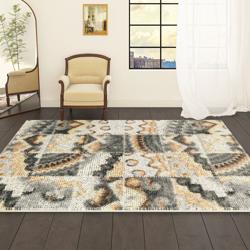 Geel modern tapijt abstract patroon polyester gebied tapijt antislip wasbaar tapijt voor woningdecoratie