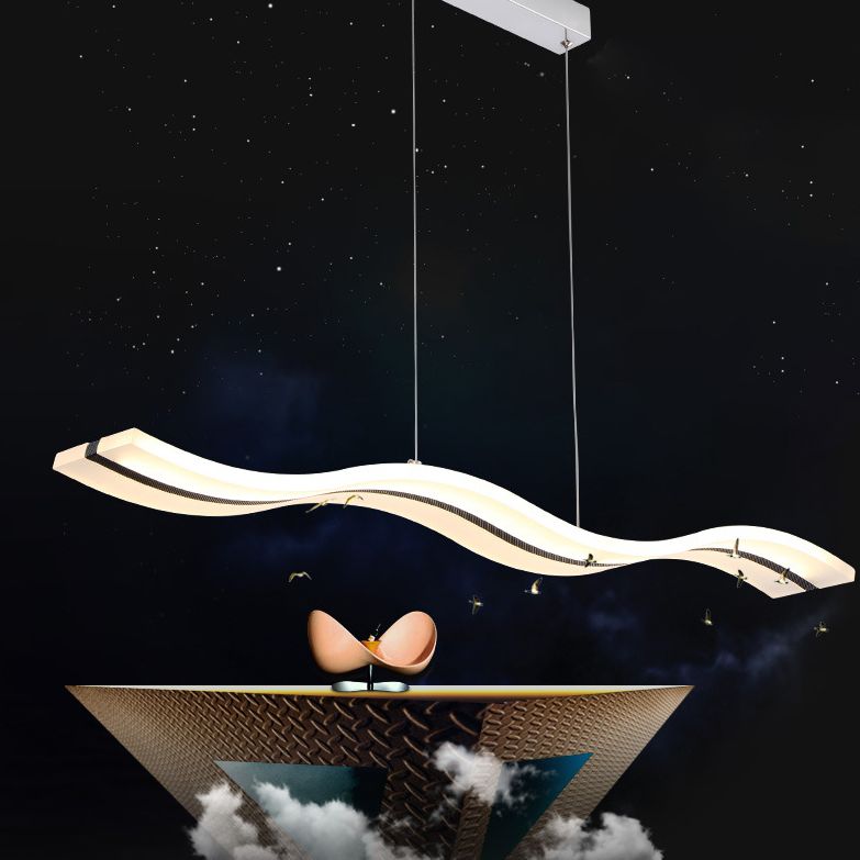 Modern Minimalist LED Island Pendant Lighting Wave Acrylic Island Ceiling Light for Living Room