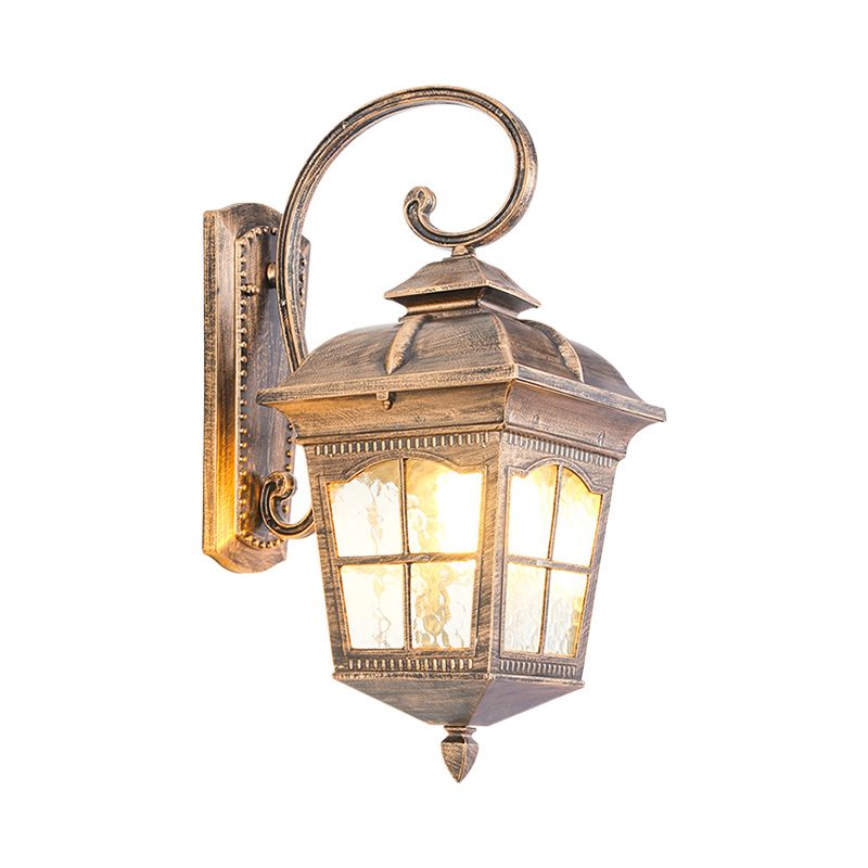 Éclairage mural de la cour lanterne Classic Glass Clear Glass 1-Light Bronze Mury Light