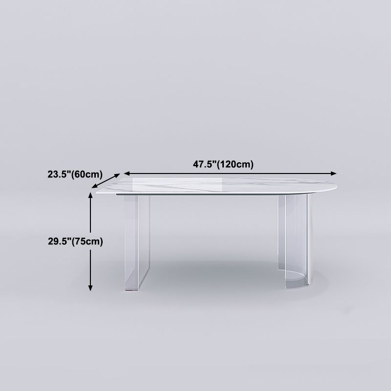 Stone Center Top Dining table Acrylic Double Pedestal Modern White Dinette Table