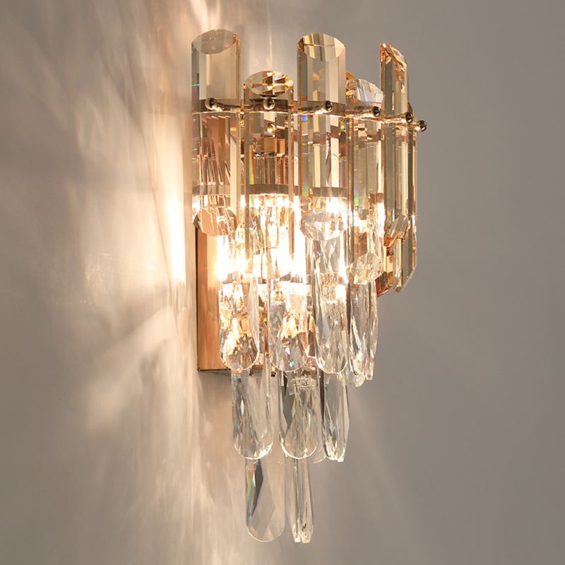 Pronzo della parete geometrica cristallina in moderna luce da parete a 2 luci in stile di lusso per spazi interni