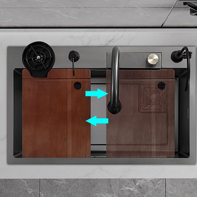 Contemporary Black Sink Stainless Steel Kitchen Sink with Soundproofing
