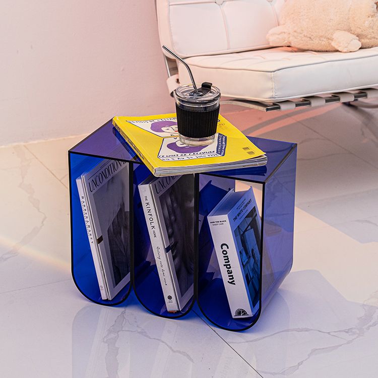 Contemporary Antique Finish Shelf Bookcase Acrylic Geometric Bookshelf