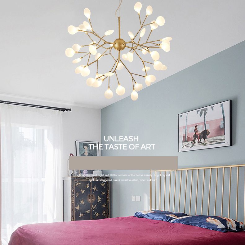 Gold Firefly Chandelier Modernist Metal Multi Lights Ceiling Chandelier for Living Room