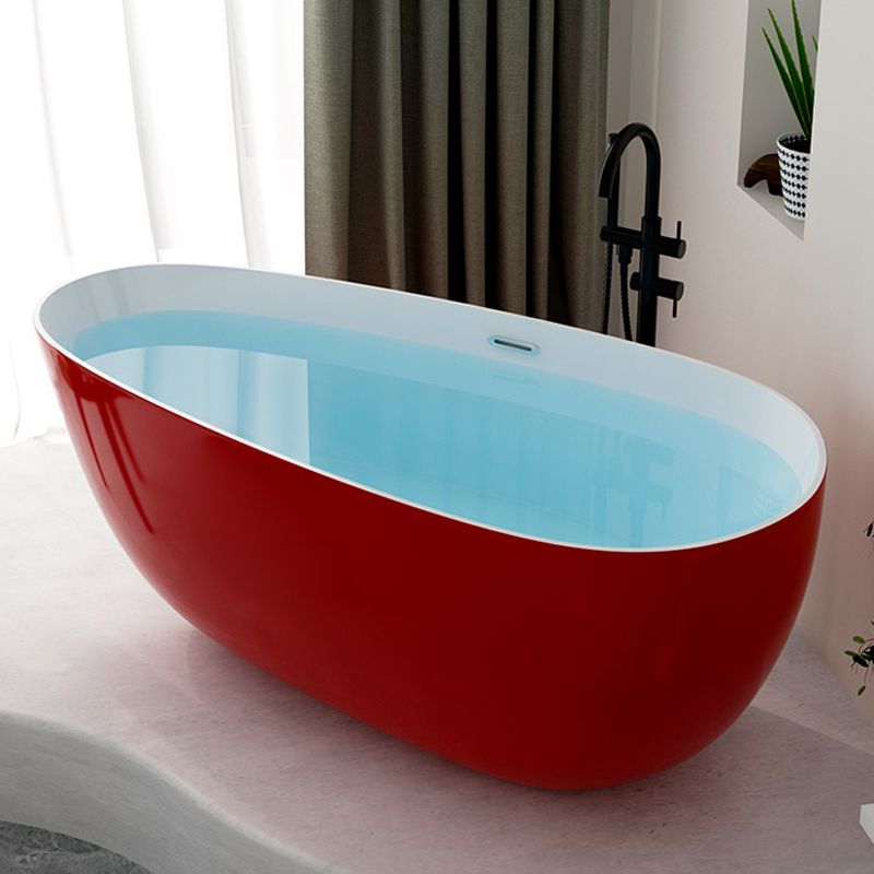 Contemporary Soaking Freestanding Bathtub Acrylic-Fiberglass Oval Bathtub