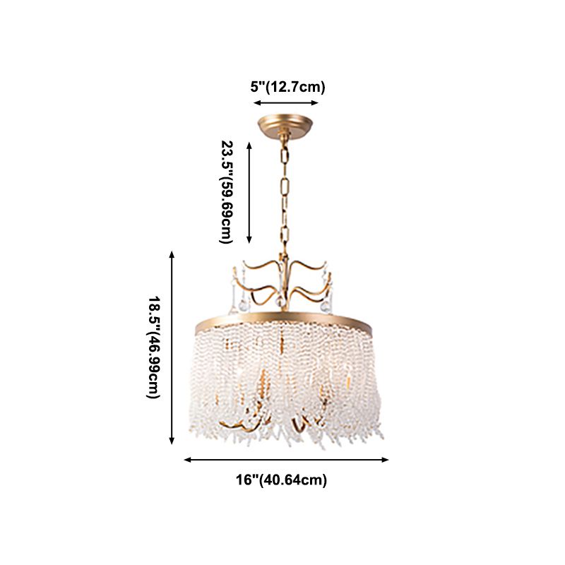Modern Style Chandelier Metal Minimalism Hanging Light with Crystal for Bedroom