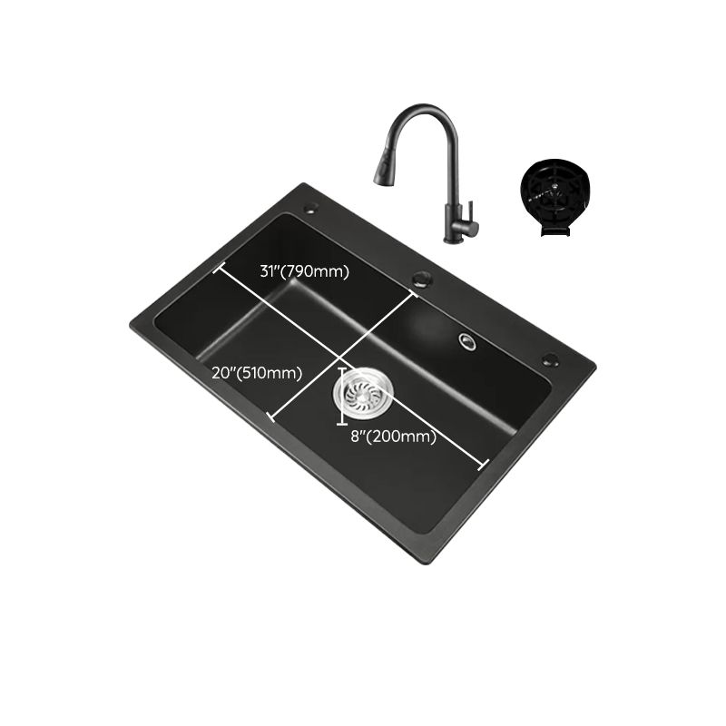 Modern Kitchen Sink White Pull-out Faucet Rectangular Anti-spill Kitchen Sink