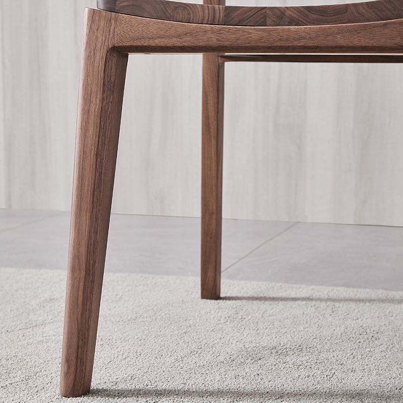 Contemporary Indoor Walnut Solid Wood Open Back Side Dining Chair