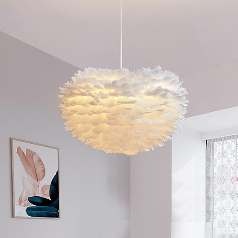 Lampada lampadinale Globe moderni lampadario a lampadario bianco multipla con tonalità di piuma