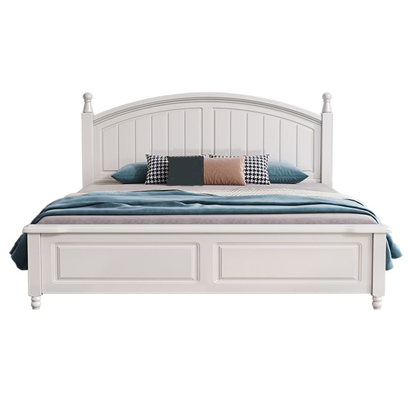 Contemporary White Wood Arched Standard Bed, Panel Headboard Bed