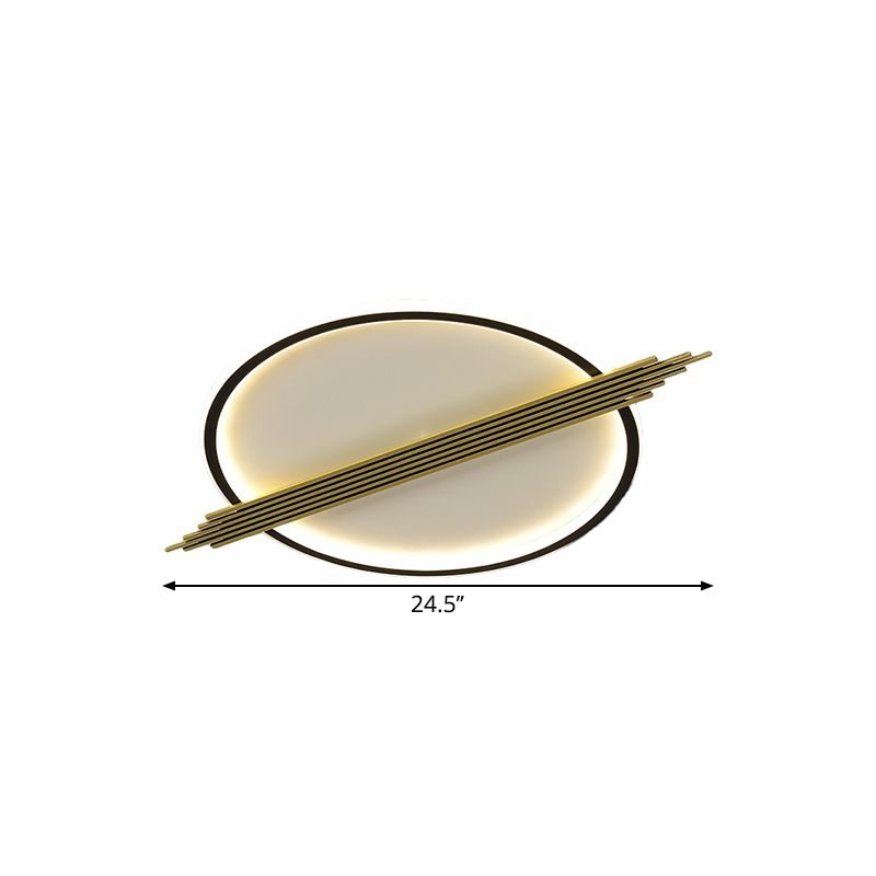 Modern LED Flushmount Lighting Gold-Black Circle Ceiling Mounted Fixture with Acrylic Shade in Warm/White Light, 24.5"/28.5" W