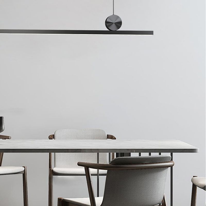 Style moderne linéaire îlot Light Metal 1-Light Island Éclairage en noir