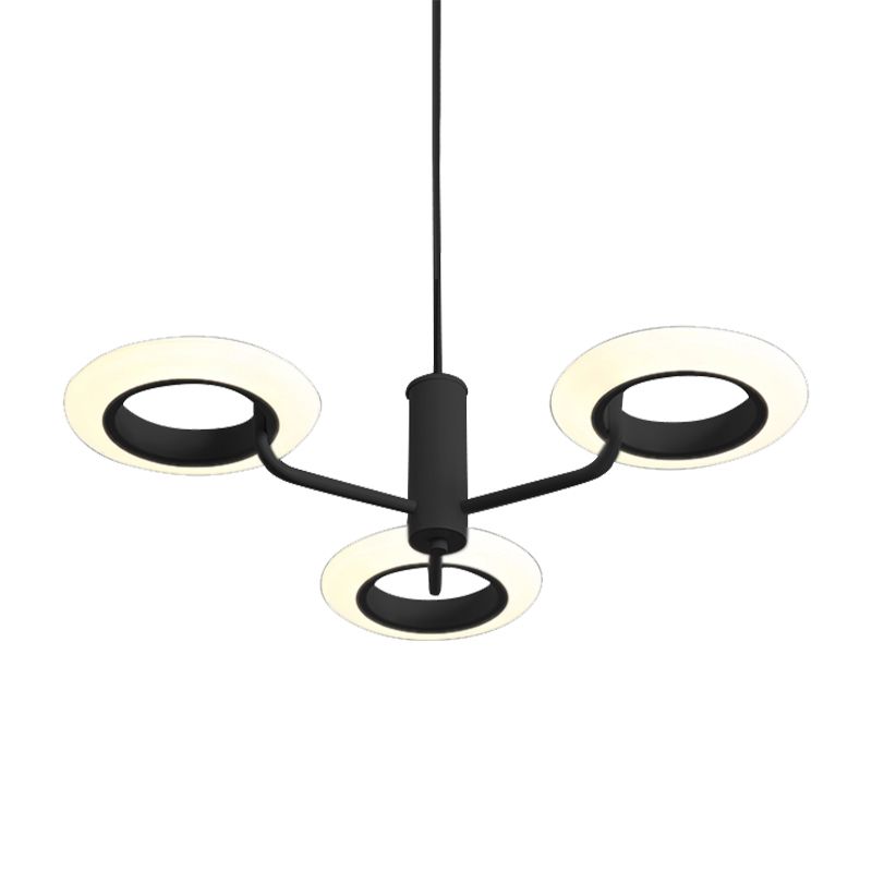 Zwart/wit/bruine donuthangende lampkit Modern 3/4-head acryl kroonluchter hanger in warm/wit licht