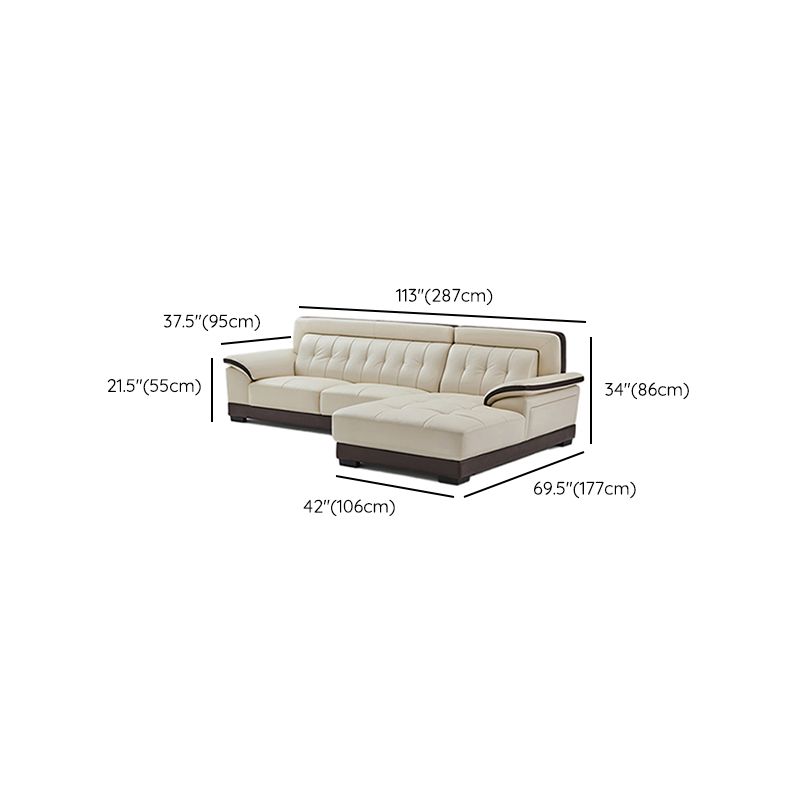 Pillow Top Arm Sectional Sofa with Tufted Genuine Leather Living Room Sectional sofa