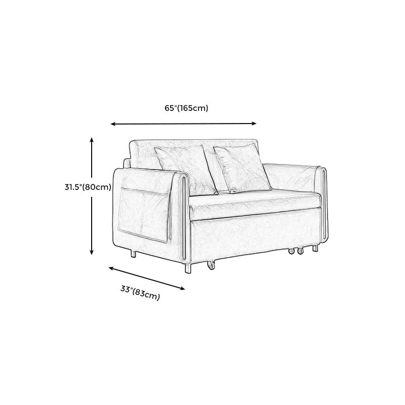 Faux Leather Convertible Square Arm Sofa with Bed with Storage