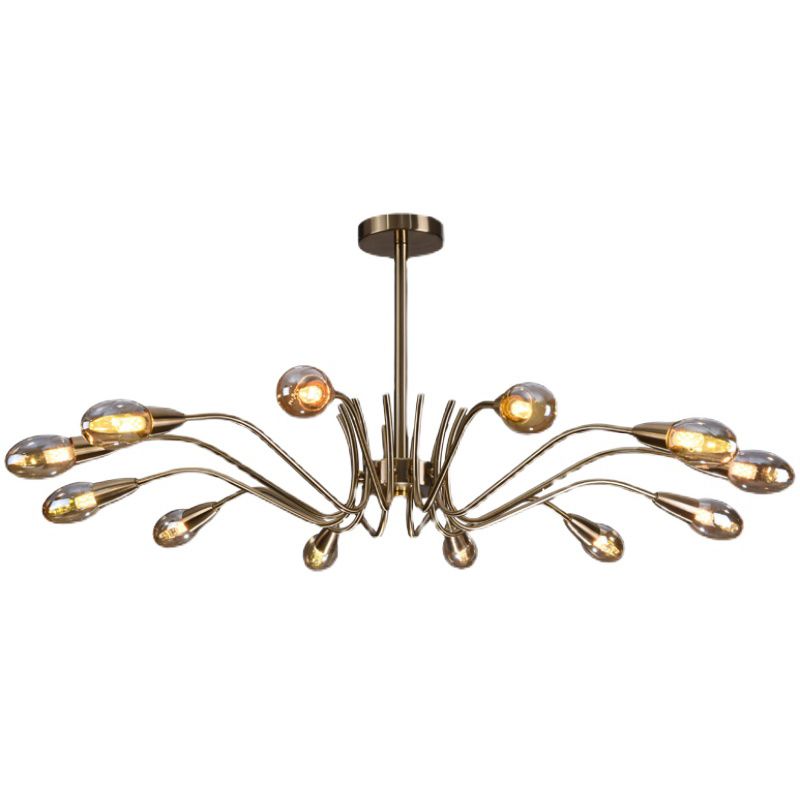 Lámpara de lámpara de lámpara de estilo posmoderno lámpara colgante de vidrio dorado para sala de estar