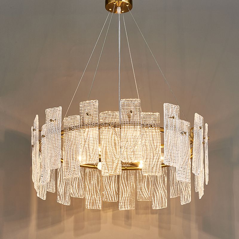 Geometria in stile contemporaneo luci a sospensione lampadario in vetro luci in oro