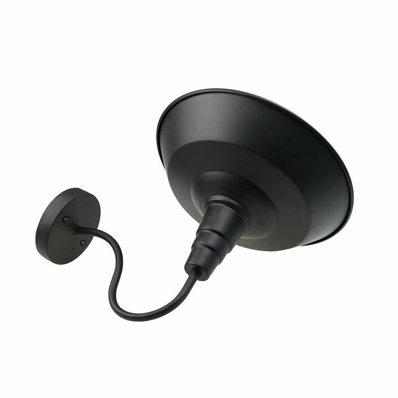 Black Finish 1 Head Wall Light Fixture Rural Iron Barn Wall Mount Lamp with Gooseneck Arm