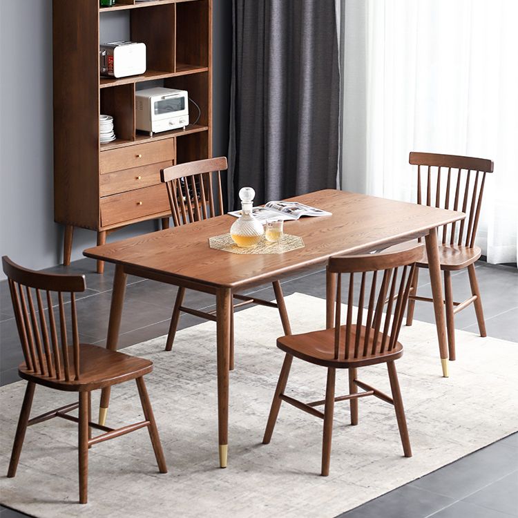 Mesa de comedor rectangular tradicional de madera sólida Mesa de comedor de madera con 4 patas