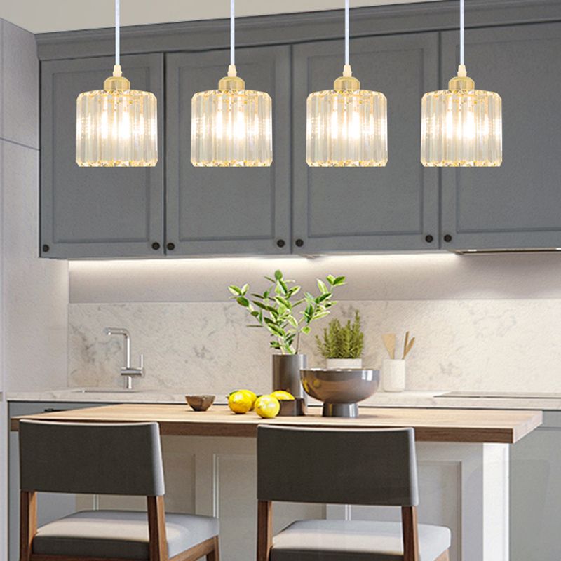 Modern Style Cylindrical Shape Hanging Light Crystal Multi Light Hanging Lamp for Bedroom