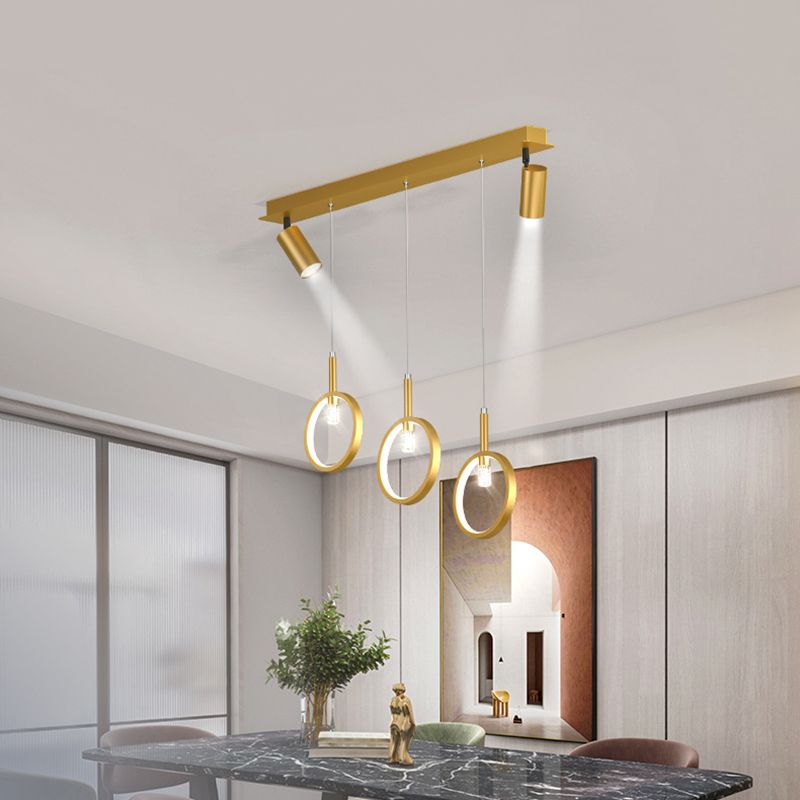 Luz de hierro forjado de isla lineal creativa moderna Luz de hierro forjado con sombra de silicona