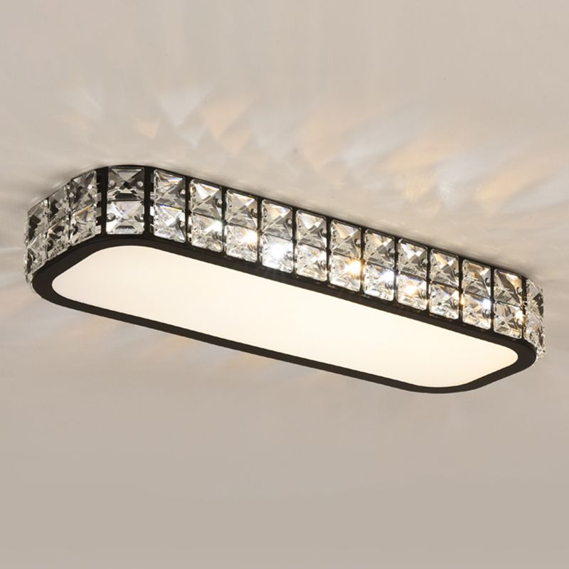 Rounded Rectangle Corridor Flush Light Crystal Artistic LED Flush Ceiling Light Fixture
