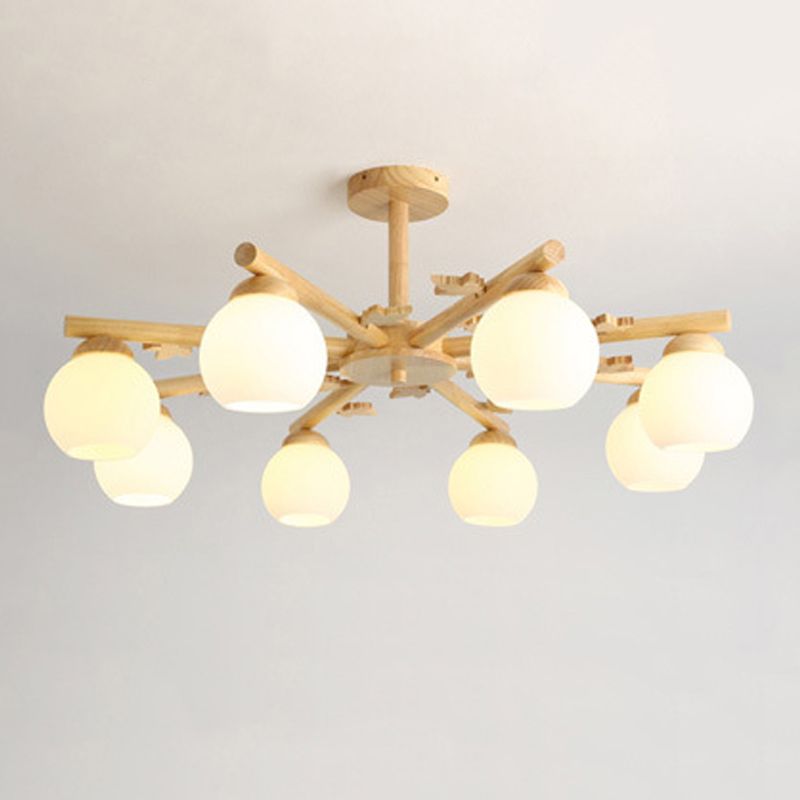 Rami sferici multi chiaro luci appese a sospensione moderna illuminazione sospesa in legno per camera da letto