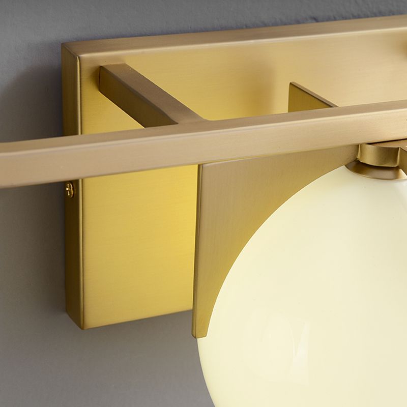 Postmodern Metal Wall Sconce Geometric Shape Vanity Lamp with Glass Shade for Bathroom