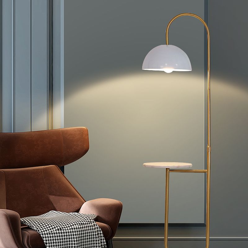 Modern Metal Floor Reading Lamp Dome 1-Light Floor Light for Bedroom