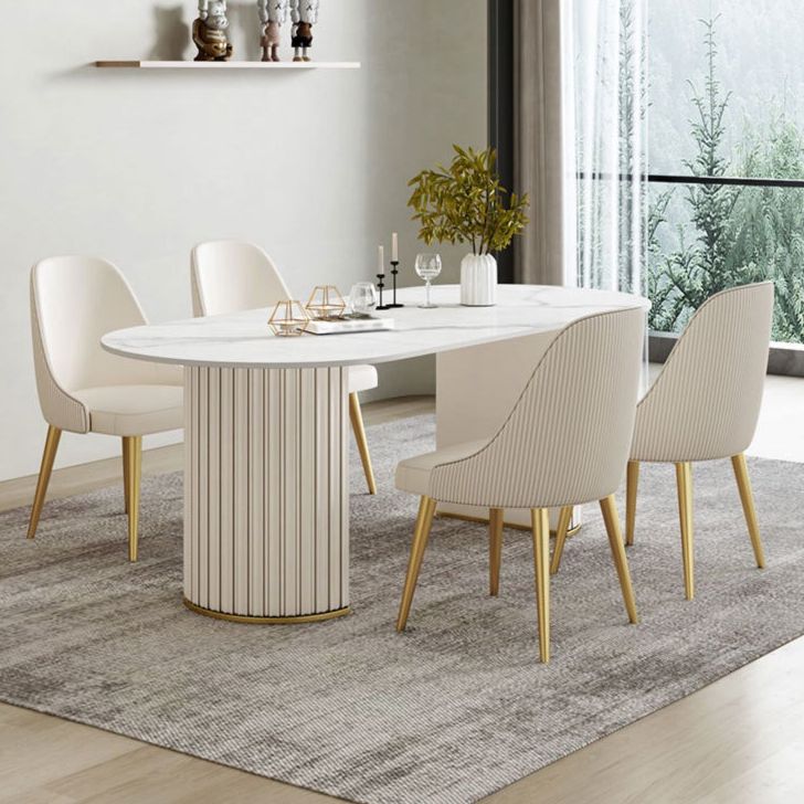 Modern Style Sintered Stone Dining Set Oval 1/2/5/6/7 Pieces Dining Set for Dining Areas