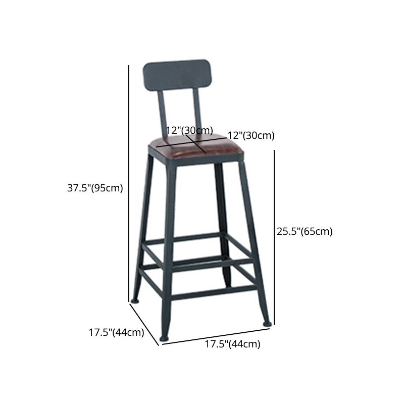 Modern Style Metal Bar Stool with Footrest and Low Back Bistro Simple Bar Stool