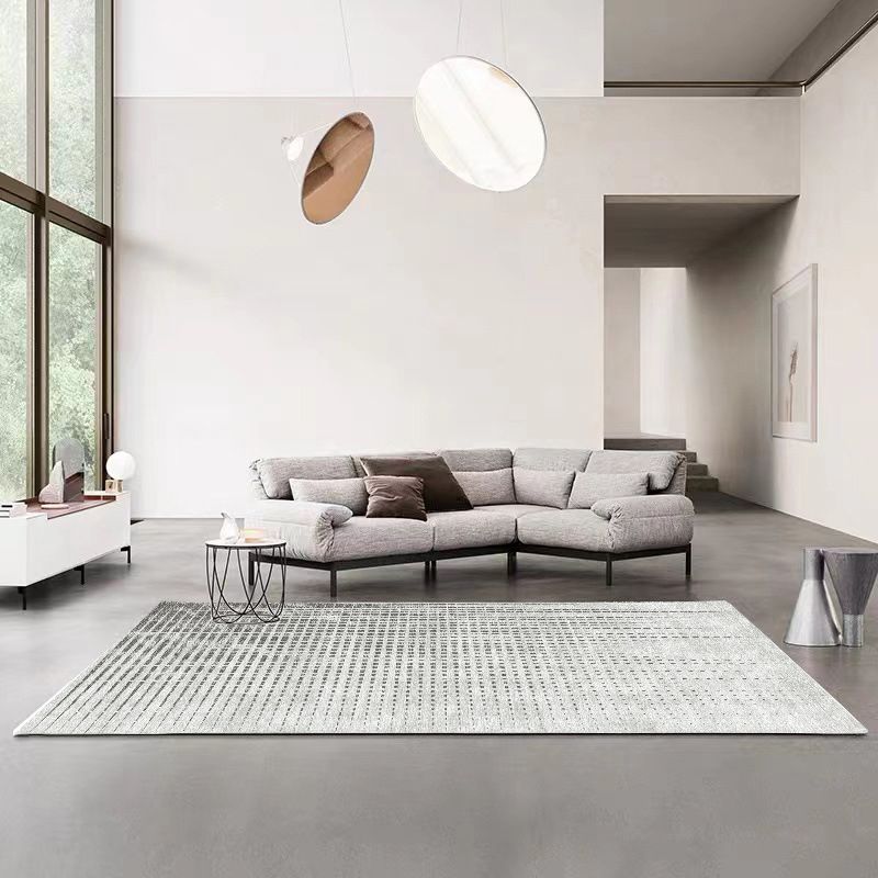 Light Grey Modern Carpet Polyester Striola Carpet Stain Resistant Carpet for Home Decor