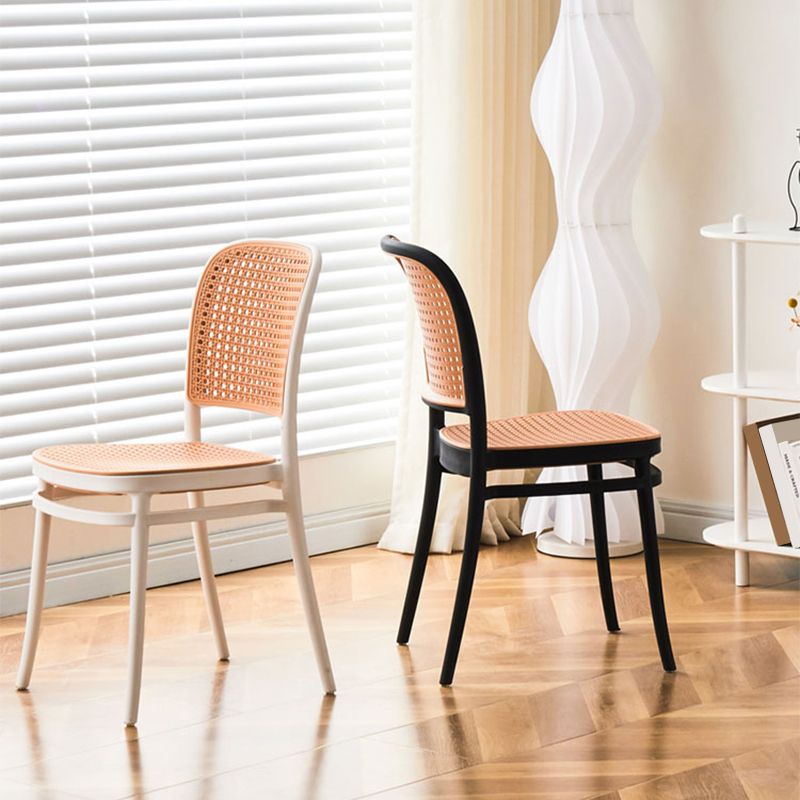 Brown Stacking Outdoors Dining Chairs Tropical Plastic Patio Dining Chair