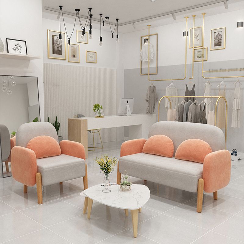 Scandinavian Loveseat with 2 Pillows and Square Arm for Apartment
