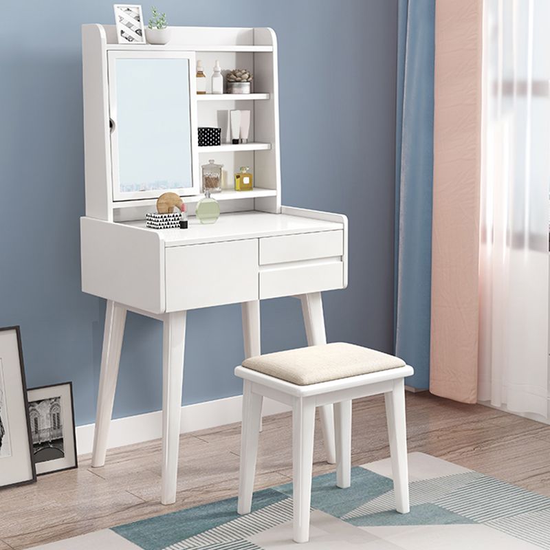 Scandinavian Mirrored Make-up Vanity Solid Wood Dressing Table