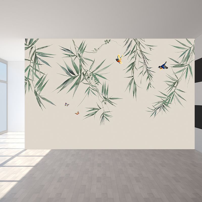 Green Bamboo Branch Wallpaper Murals Plant Chinese Style Water-Proof Wall Decor for Home