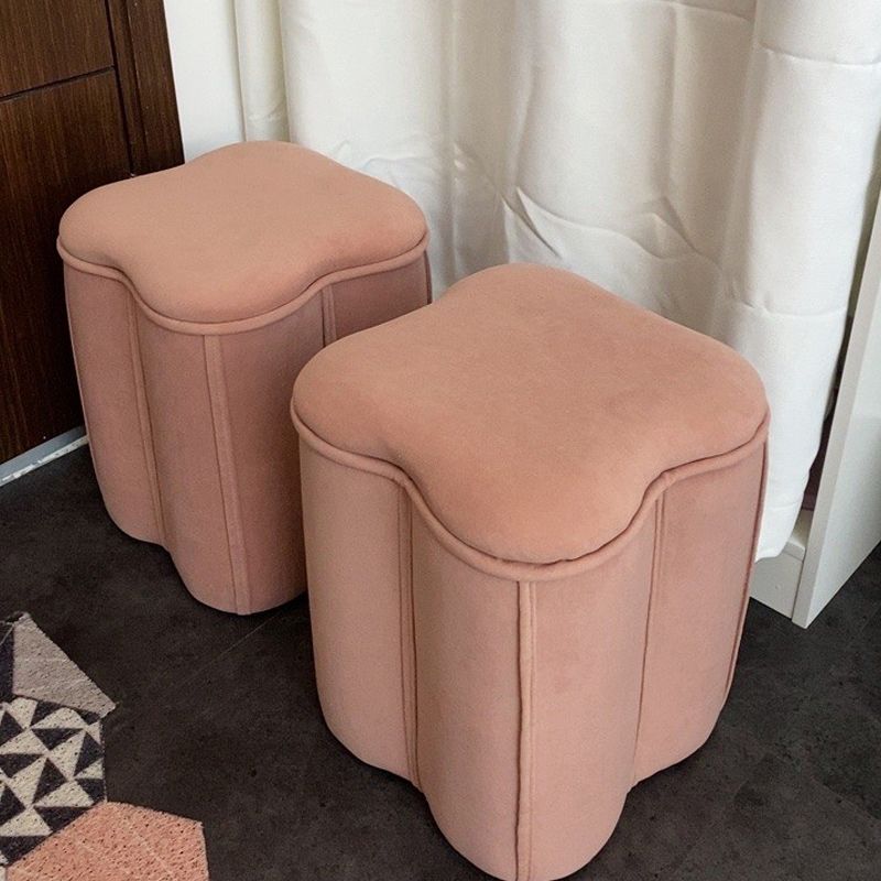 Contemporary Specialty Pouf Ottoman Plain Velvet Stain Resistant Boucle Ottoman