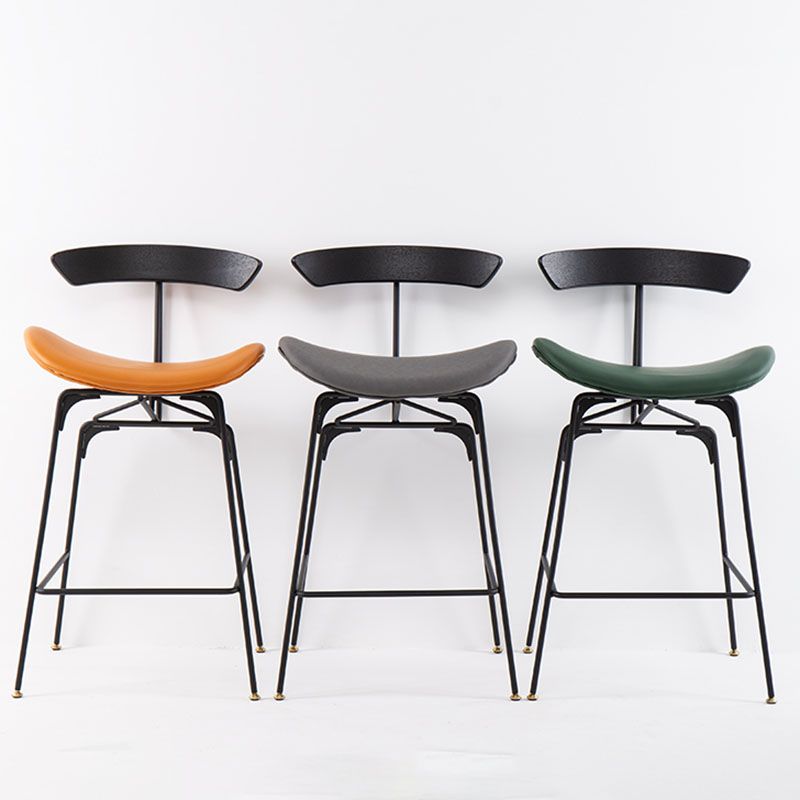 Industrial Matte Finish Leather Barstool Footrest Home Stool