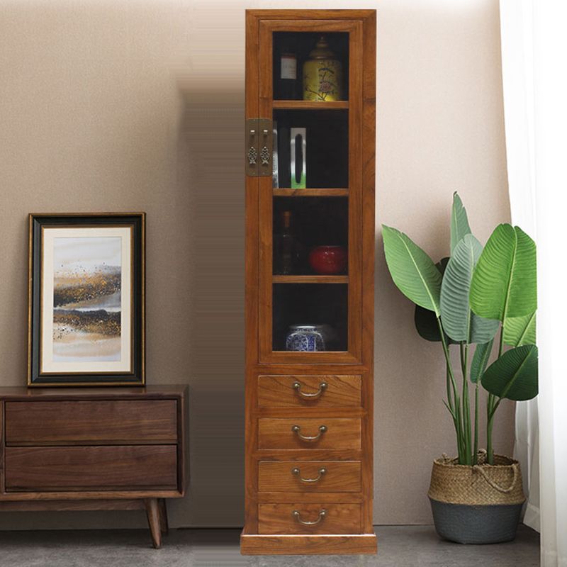 74.8" Tall 4 -drawer Accent Cabinet Solid Wood Glass Paned Chest