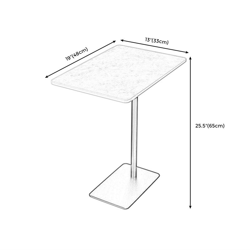 Rectangular Pedestal Stone Side Table 18.9" W x 12.99" D End Table