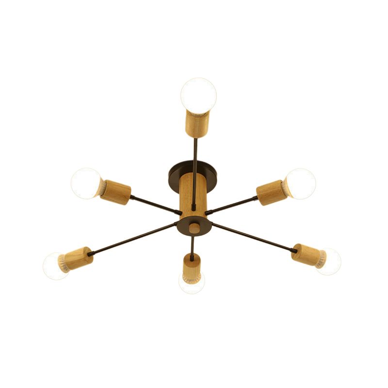 Lámpara de techo semiempotrada Starburst de 6/8/10 luces, lámpara de techo para sala de estar de Metal nórdico blanco/negro