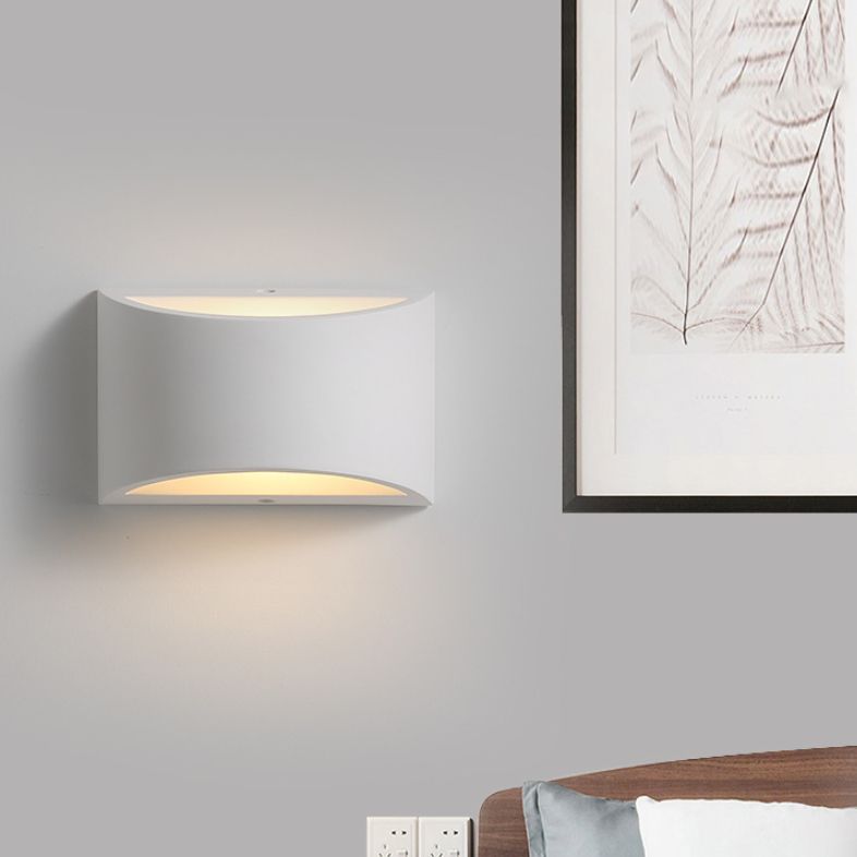 Halbzylinderform Wandbeleuchtung moderner Stil 2 Lichter Metallwand in Weiß montiert