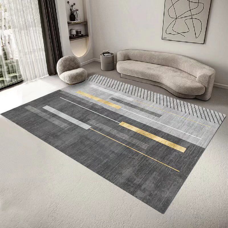 Beige Modern Rug Polyester Stripe Rug Stain Resistant Rug for Drawing Room